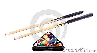 Billiard balls in a triangle Stock Photo