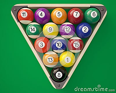 Billiard balls in a triangle Cartoon Illustration