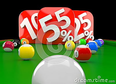 Billiard concept with percent numbers Stock Photo