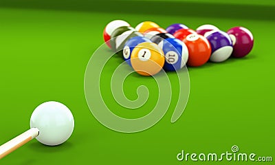 Billiard cue and pool balls Cartoon Illustration