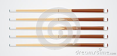 Billiard cue sticks on white background Vector Illustration