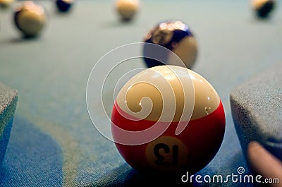 Billiard game on pool table Stock Photo