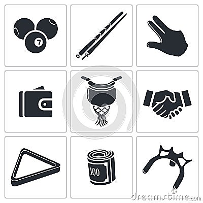 Billiard icons set Stock Photo