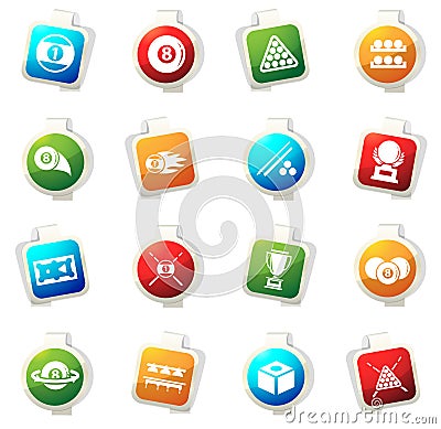 Billiard icons set Vector Illustration