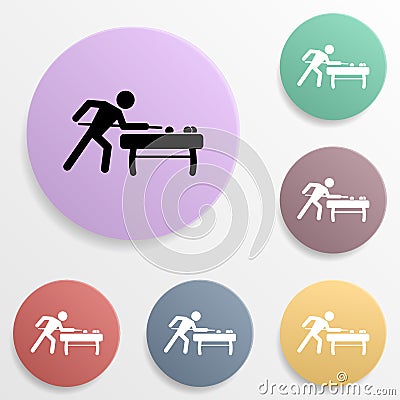 Billiard player badge color set icon. Simple glyph, flat vector of sport icons for ui and ux, website or mobile application Stock Photo