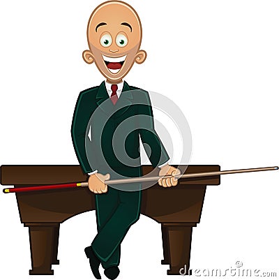 Billiard player holding cue Vector Illustration