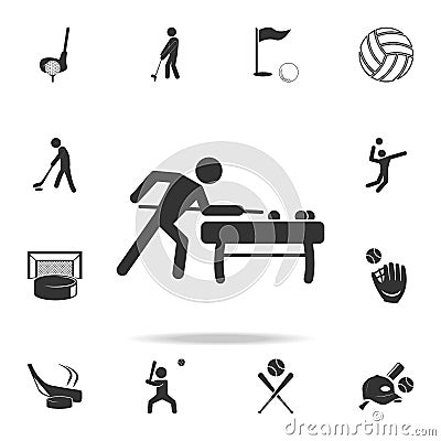 billiard player icon. Detailed set of athletes and accessories icons. Premium quality graphic design. One of the collection icons Stock Photo