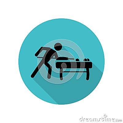 Billiard player long shadow icon. Simple glyph, flat vector of arrow icons for ui and ux, website or mobile application Stock Photo