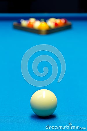 Billiard pool game eight ball setup on billiard table Stock Photo