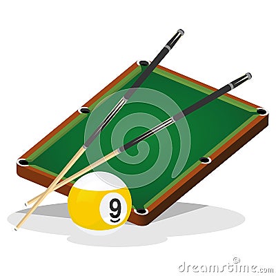 Billiard Table and Ball Vector Illustration Vector Illustration