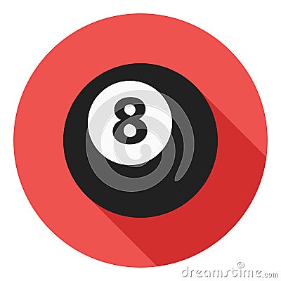 Billiard vector icon, 8 ball icon, sports ball symbol. Modern, flat long shadow vector icon Vector Illustration