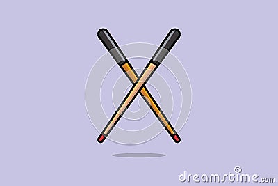 Billiard Wooden Sticks in cross sign vector illustration. Sport object icon concept. Billiard game sticks vector design on purple Vector Illustration