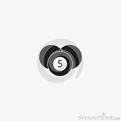 Billiards ball number 5, line icon for sports apps and websites Vector Illustration