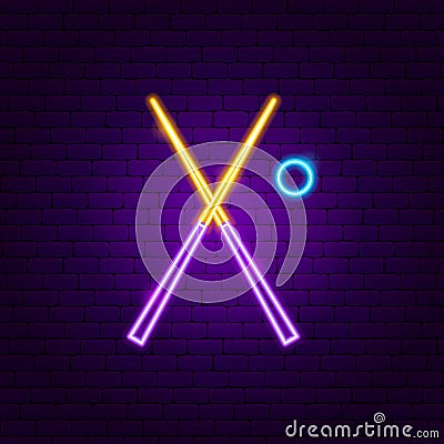 Billiards Cue Neon Sign Vector Illustration