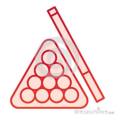 Billiards flat icon. Pool cue and balls vector illustration isolated on white. Play gradient style design, designed for Vector Illustration