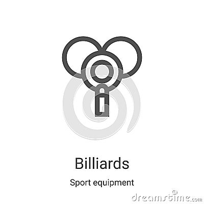 billiards icon vector from sport equipment collection. Thin line billiards outline icon vector illustration. Linear symbol for use Vector Illustration