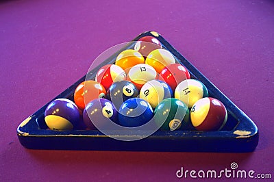 A Billiards Pyramid or Triangle. Game time Stock Photo