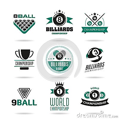 Billiards and snooker icons set - 2 Vector Illustration