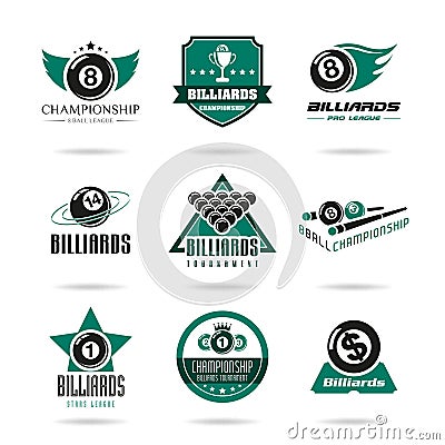 Billiards and snooker icons set - 3 Vector Illustration