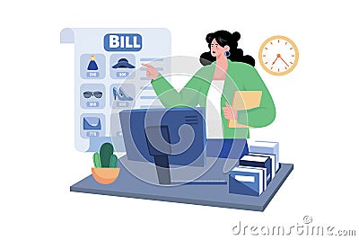 Billing specialist assisting customers with billing inquiries and disputes Vector Illustration
