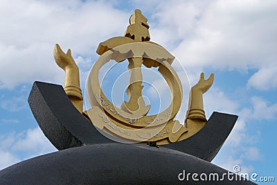 Close up image of the Billionth Barrel Monument is a monument located in Seria, Brunei. Stock Photo
