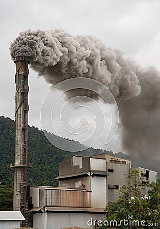 Billowing smoke stack Stock Photo