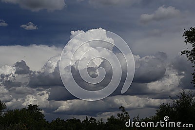 Billowy clouds during mid day. Stock Photo