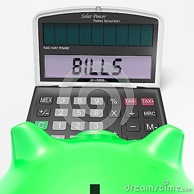 Bills Calculator Shows Invoices Payable And Accounting Stock Photo