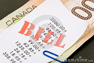 Bills and canadian dollars Stock Photo