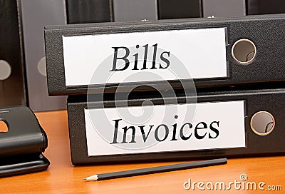 Bills and Invoices Binders Stock Photo
