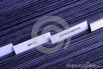 Bills Organized in Filings Tabs Stock Photo