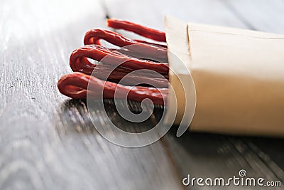 Biltong or jerked meat. Stock Photo