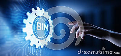 BIM Building Information Modeling Technology concept on virtual screen Stock Photo