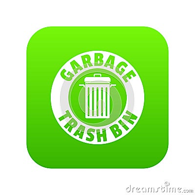 Bin dump icon green vector Vector Illustration