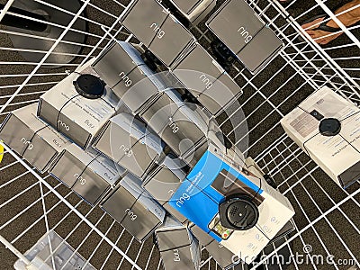 A bin of Ring doorbell for sale at a Best Buy chain retail electronics store Editorial Stock Photo