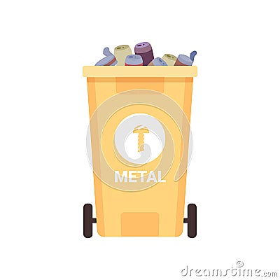 Bin waste for sorting and separating metal dustbin Vector Illustration