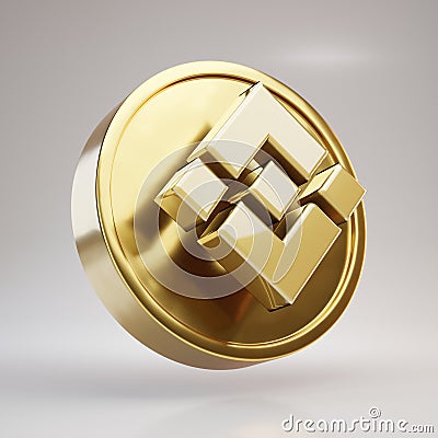 Binance cryptocurrency coin. Gold 3d rendered coin isolated on white background Editorial Stock Photo