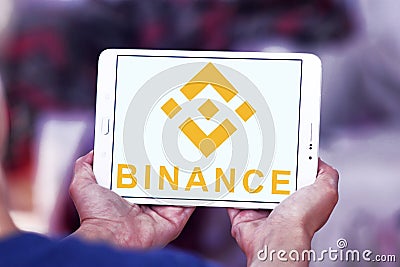 Binance cryptocurrency exchange logo Editorial Stock Photo