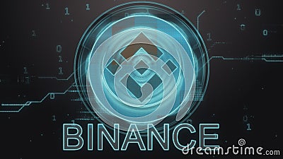 Binance cryptocurrency symbol. Hi-tech futuristic background illustration. Cartoon Illustration