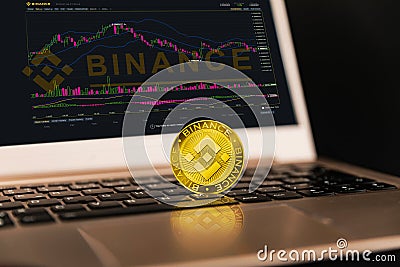 Binance is a finance exchange market. Crypto Currency background concept. Editorial Stock Photo