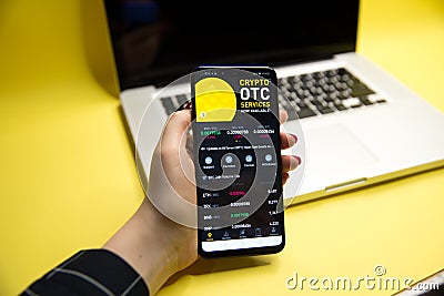 Binance is a finance exchange market. Crypto Currency background concept. Cryptocurrency BNB Binance coin Editorial Stock Photo