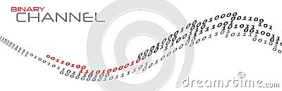 Binary channel by ones and zeros. Digital data flow Vector Illustration