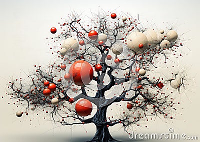 Binary Closeup Tree Balls Graphs: Digital Ecosystem Modeling Con Stock Photo