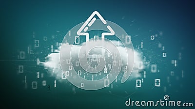 Binary cloud with upload internet arrow 3d rendering Stock Photo