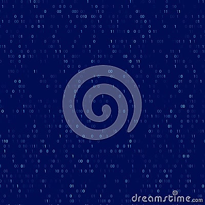 Binary code background futuristic digital matrix pattern blue technology. Binary digital programming cyber data network Vector Illustration