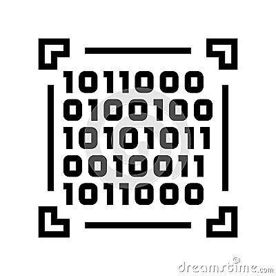 binary code big data line icon vector illustration Cartoon Illustration