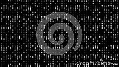 Cyber crime binary code on black backdrop with technology background and digital security for data transmission and online Stock Photo
