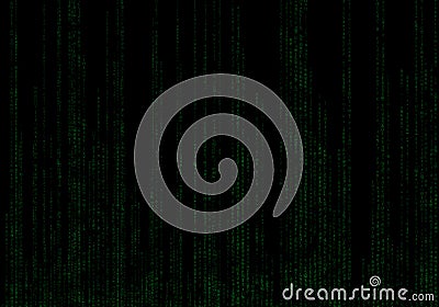 Binary code black and green background with digits Cartoon Illustration