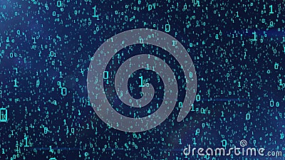 Binary code blue background with digits on screen. Concept of mining cryptocurrency and bitcoin. Web developer. Digital Stock Photo