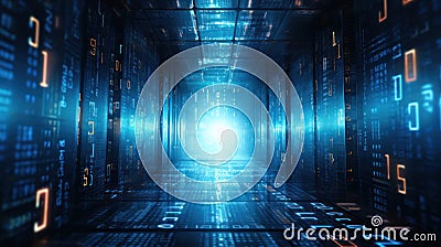 Binary code digital technology background as a tunnel Stock Photo